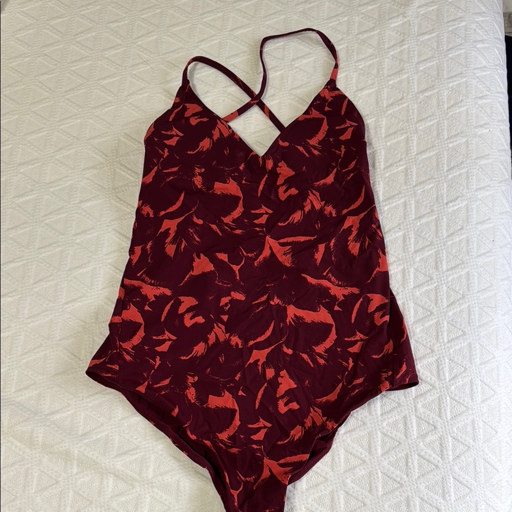 Lululemon Athletica Red One-Piece Swimsuit V-Neck